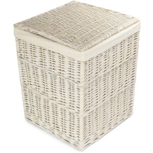 August Grove Wicker Laundry Bin Basket with Lining White Wash/White 61" H x 46" W x 46" D Image