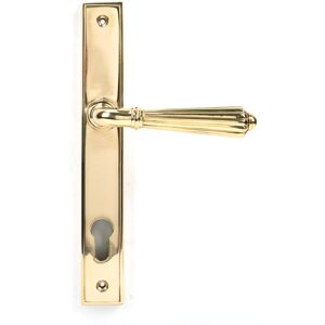 From The Anvil Hinton Keyed (Entry) Right Hand Door Handle Polished Brass 24.4cm H X 14cm W Image
