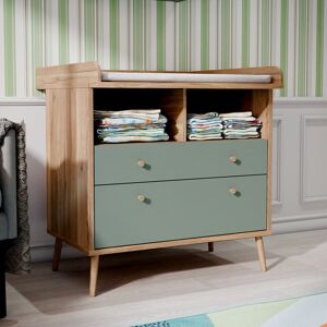George Oliver Manteca 2 Door of Drawers, 89,8 cm W x 94,4 cm H x 77 cm D Changing Table Dresser Green;Beige 35.1cm H X 36.9cm W X 30.1cm D Image