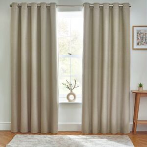 furn. Dawn 100% Blackout Thermal Eyelet Curtains Natural 168cm Width x 137cm Drop Image
