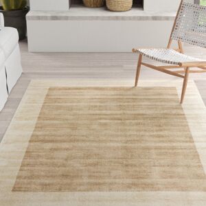 Ebern Designs Desrosiers Shinny Bordered Putty/Champagne Area Rug Beige;Cream Rectangle 120 x 170cm Image