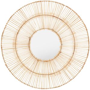 17 Stories Muflier Sunburst Rattan Framed Wall Mounted Accent Mirror Natural 75cm H X 75cm W X 3cm D Image
