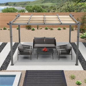 Blue Elephant 4m x 3m Aluminium Pergola Khaki 622.3cm H X 1,018.54cm W X 762cm D Image
