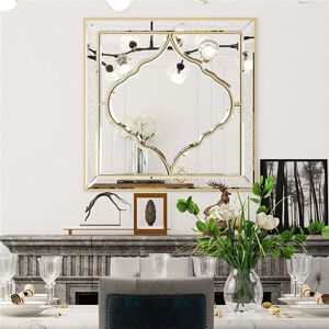 Rosdorf Park Lockland Square Wall Mirror Gold 60cm x 60cm Image