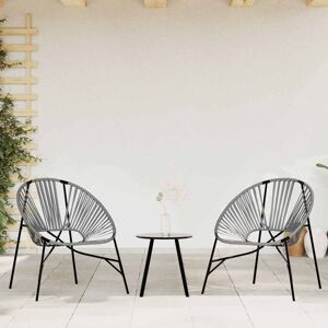 Corrigan Studio Garden Chair Set 3 Pcs Poly Rattan Black/Light Grey 82cm H X 77cm W X 68.5cm D Image