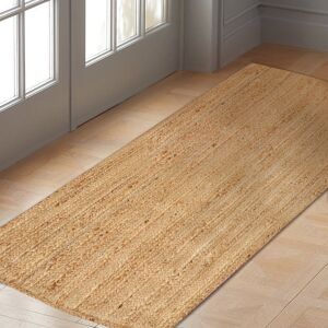 House of Hampton Juna Solid Colour Hand Woven Hand Knotted Natur Area Rug Beige Runner 80cm x 200cm Image