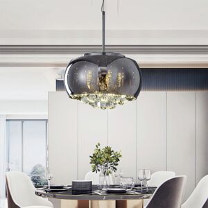 Canora Grey Kilduff 1-Stella Crystal Pendant Light – Modern Glass Bowl Lampshade with Droplet Design, G9 Bulb for Restaurant, Bar, Kitchen, Bedroom, or Coffee Sho Silver 25cm H X 60cm W X 60cm D Image