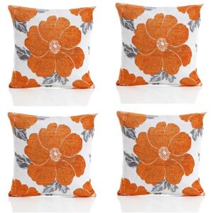 Rosalind Wheeler Darionte Poppy Chenille Cushion Cover with Filler Pad Orange 55 cmH x 55 cmW Image
