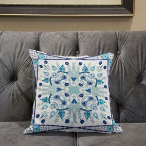 AmritaSen Floral Square Cushion With Filling Blue/White 46cm H x 46cm W Image