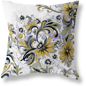 AmritaSen Wild Flora Fusion Indoor/Outdoor Floral Square Cushion With Filling Blue/Green 41cm H x 41cm W Image