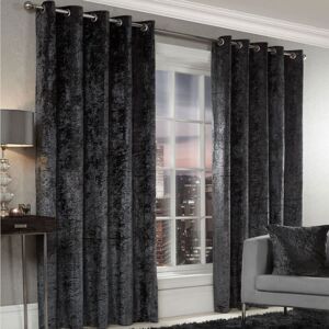 Etta Avenue Eleanora Crushed Velvet Eyelet Panels Charcoal Width 229 x Drop 229 cm Image