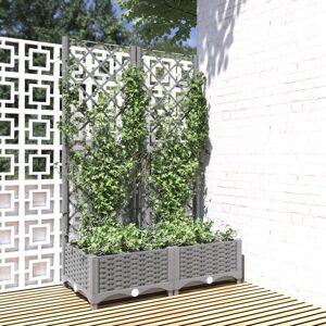 Dakota Fields Garden Planter With Trellis Light Grey 80X40x121.5 Cm PP Light gray 121.5cm H X 80cm W X 40cm D Image
