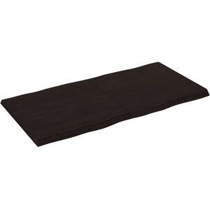 vidaXL Table Top Treated Solid Wood Oak Dark Grey 60cm H x 120cm W x 4cm D Image