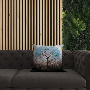 AmritaSen Beautiful Tree Of Life Square Cushion With Filling Blue/Brown 46cm H x 46cm W Image