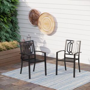 Blue Elephant Kenley Stacking Patio Dining Armchair Black 88.9cm H X 56.9cm W X 63.5cm D Image