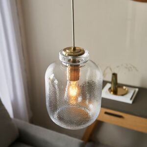 Metro Akilia 1 - Light Jar Pendant Clear Textured Glass;Antique Brass Plate 26.5cm H X 20cm W Image