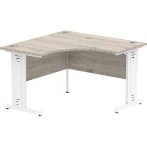 Brayden Studio Tibay 120Cm W Corner Computer Desk Grey Oak/White 73.00cm H X 120cm W X 120cm D Image