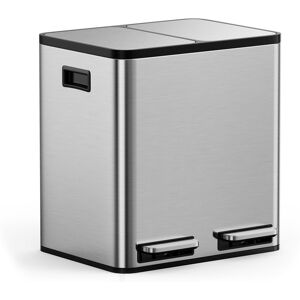 VonHaus Stainless Steel 30 Litre Step On Multi-Compartments Trash & Recycling Bin Stainless Steel 30L Image