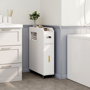 17 Stories Small Bathroom Storage Cabinet 16Cm Narrow Slim Bathroom Organizer-White White 69cm H X 16cm W X 50cm D Image