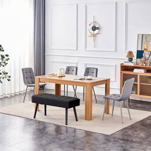 Fairmont Park Dining Table and 4 Velvet Chairs With 1 Bench Dining Set Furniture Grey/Oak 75cm H x 117cm L x 77cm W Image