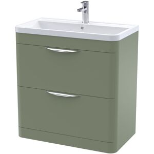 Nuie Parade Weakley 800mm Free-standing Vanity Unit Satin Green 840mm H X 800mm W X 450mm D Image
