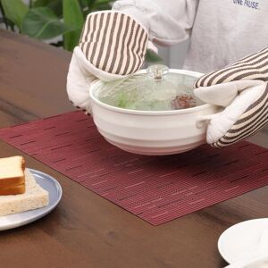 Ebern Designs Polyvinyl Chloride Striped Placemat Red 30cm W X 45cm L X 0.25cm D Image