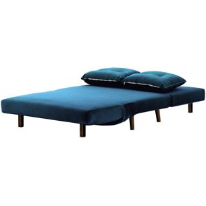 Hashtag Home Clouser 2 Seater Clic Clac Sofa Bed Dark Blue/Dark Oak Image