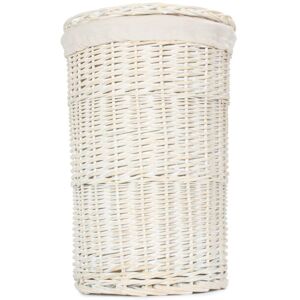 August Grove Wicker Round Laundry Hamper Basket with Lining White Wash/White 50" H x 33" W x 33" D Image