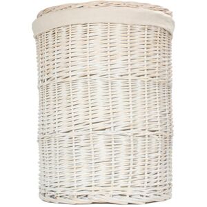 August Grove Wicker Round Laundry Hamper Basket with Lining White Wash/White 60" H x 46" W x 46" D Image