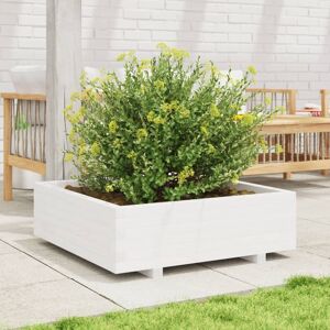 Vidaxl Garden Planter Wax Brown 60X60x49.5 Cm Solid Wood Pine White 26.5cm H x 80cm W x 80cm D Image