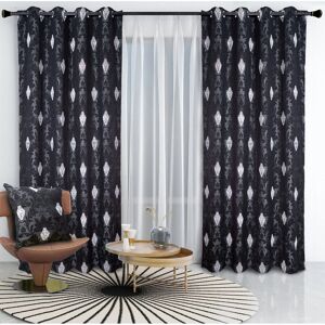 Rosalind Wheeler Andranae Eyelet Blackout Curtain Black 168 W x 183 D cm Image