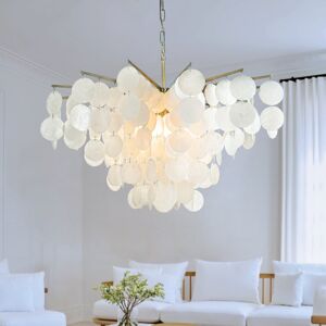 Highland Dunes Graciela 75cm 6 Light French Style Natural Coastal Seashell Tiered Chandelier In Antique Gold Antique Bronze 41cm H X 75cm W X 75cm D Image