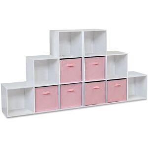 17 Stories Northville 12 Cube Bookcase Ladder Storage Unit - Two 6 Cube Units - Basket White/Pink 91cm H X 91cm W X 31cm D Image
