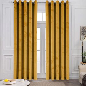 Fairmont Park Pownal Crushed Velvet Eyelet Sheer Living Room Curtains Ochre 228 x 228cm Image
