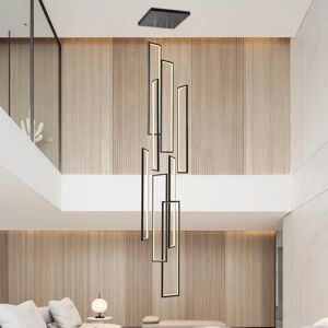 Blue Elephant Cocoon Keysha 8 - Light Rectangle LED Dimmable Pendant Long Staircase Chandelier Black 101.8cm H X 75cm W X 75cm D Image