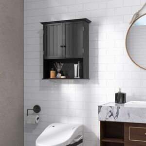 Lark Manor Wall Mounted Required Bathroom Cabinet Black 71cm H X 60cm W X 20cm D Image