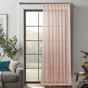 Noine Home Deco Silk Crep Sheer Pinch Pleated Custom Made Extra Long & Extra Width Single Panel Curtain Light Pastel Pink 65cm Width x 200cm Drop Image