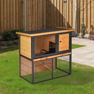 Archie & Oscar Dalke Weather Resistant Rabbit Hutch with Ramp Outdoor eco-friendly water paint 205.74cm H X 227.33cm W X 114.3cm D Image