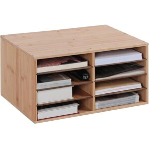 Latitude Run Baiya Large Bamboo Desktop File Sorter A4 Office Home Document Organiser Storage 8 Compartments Brown 25cm H X 49cm W X 31cm D Image