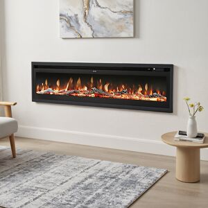 Symple Stuff Latitude Run 177.8cm W Electric Fireplace White;Black 30.6cm H X 177.8cm W X 14.2cm D Image