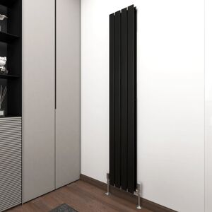 White Stone Horizontal Flat Panel Radiators Black 180cm H x 27.2cm W x 5.8cm D Image
