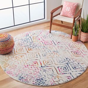 Bloomsbury Market Talarico Hooked Ivory/Blue/Pink Rug Ivory/Blue/Pink Round 201cm Image