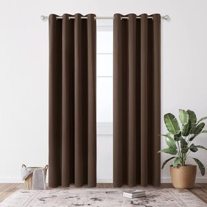 Deconovo Curtains Solid Thermal Insulated Eyeletout Curtains 2 Panels Dark Mocha 229 W x 274 D cm Image