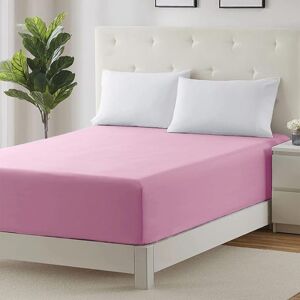 17 Stories Parizoda Plain Fitted Sheet Extra Deep Pocket 30Cm , Elastic Pocket Breathable Pink Kingsize (5') Image