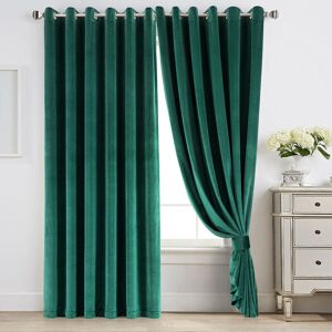 Canora Grey Reede Luxury Crushed Velvet Eyelet Curtains - Fully Lined, Heavy Plush Drapes Emerald 228cm Width x 228cm Drop Image