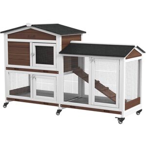 PawHut Weather Resistant Rabbit Hutch with Ramp Natural 252.73cm H X 134.62cm W X 399.8cm D Image