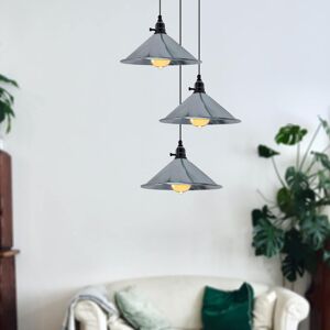 17 Stories 3-Light Cone Pendant Light – Industrial Kitchen Island Ceiling Fixture with Adjustable Height & E27 Bulbs Gloss Gray Image