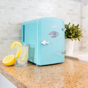 Koolatron    Europe Koolatron Retro Mini Fridge 4L 6 Can Portable Cooler Warmer for Bedrooms Blue 10.0cm H X 6.8cm W X 17.78cm D Image