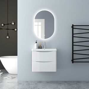 Metro Brohdy LED Bathroom Mirror with Anti-fog Touch Sensor Wall Mounted White 80cm x 60cm Image