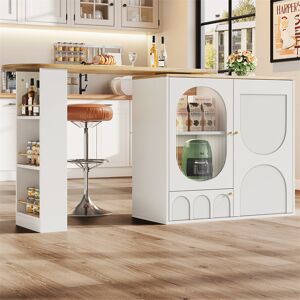 Brayden Studio Wood Kitchen Cart White 105cm H X 138cm W X 35cm D Image